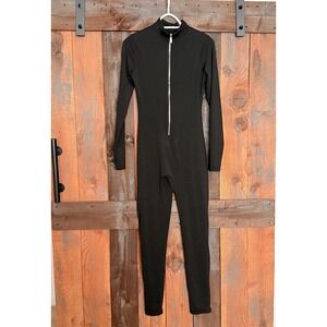 Black Zip Front Bodysuit Women's Medium Cosplay Costume